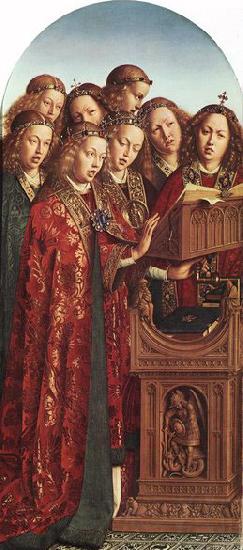 EYCK, Jan van The Ghent Altarpiece: Singing Angels Germany oil painting art